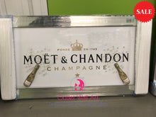 3D Moet Chandon Champagne Bottles Wall Art in a Mirror Frame - Outlet Wall Art
