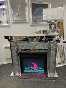 Agassi Diamond Crush Mirrored Fire Surround With Multi Colour Changing Flame Fire Pre Orders Now