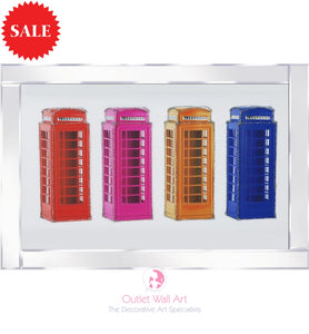 Colourful Telephone Boxes Sparkle Art - Outlet Wall Art