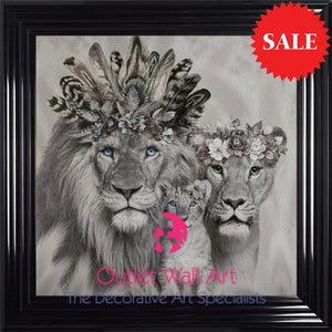 Lion King Queen & Cub Wall Art From £89 Black Stepped Frame / 55Cm X Art