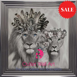Lion King Queen & Cub Wall Art From £89 Metallic Stepped Frame / 55Cm X Art