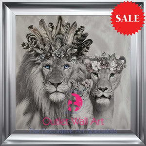 Lion King Queen & Cub Wall Art From £89 Steel Scoop Frame / 55Cm X Art