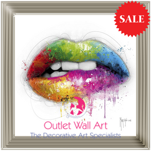 Patrice Murciano Rainbow Lips Wall Art Brush Champagne Silver Stepped Frame