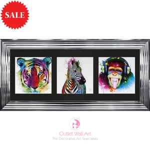 Patrice Murciano Triptych Animals Wall Art 115cm 55cm - Outlet Wall Art