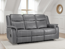 Galaxy Tech Electric Recliner 3 Seater Grey Leather