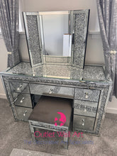 7 Drawer diamond Crush Silver Top & Border Dressing Table furniture