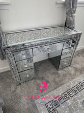 7 Drawer diamond Crush Silver Top & Border Dressing Table furniture