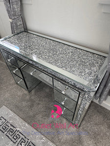7 Drawer diamond Crush Silver Top & Border Dressing Table furniture