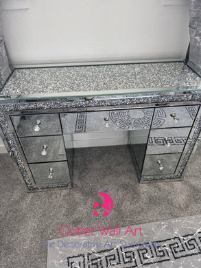 7 Draw diamond Crush Silver Top & Border Dressing Table furniture