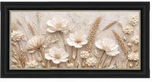 WHITE BLOOMS & WHEAT WALL ART 114cm x 64cm