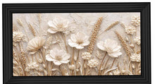 WHITE BLOOMS & WHEAT WALL ART 114cm x 64cm