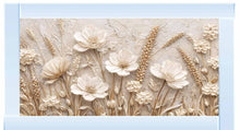 WHITE BLOOMS & WHEAT WALL ART 114cm x 64cm