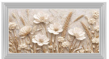 WHITE BLOOMS & WHEAT WALL ART 114cm x 64cm