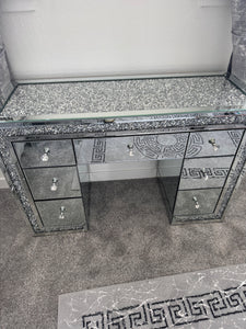 7 Draw diamond Crush Silver Top & Border Dressing Table out of stock until January 2025