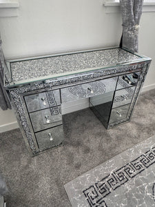 7 Draw diamond Crush Silver Top & Border Dressing Table out of stock until January 2025