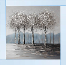 MINIMALIST SILVER TREE WALL ART 85cm x 85cm