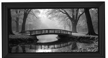 BLACK & WHITE WOODLAND BRIDGE WALL ART 114cm x 64cm