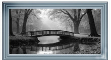 BLACK & WHITE WOODLAND BRIDGE WALL ART 114cm x 64cm