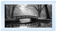 BLACK & WHITE WOODLAND BRIDGE WALL ART 114cm x 64cm