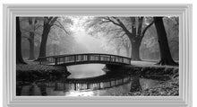 BLACK & WHITE WOODLAND BRIDGE WALL ART 114cm x 64cm