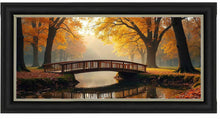AUTUMN BRIDGE SCENE WALL ART 114cm x 64cm