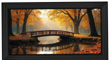 AUTUMN BRIDGE SCENE WALL ART 114cm x 64cm