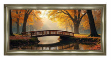 AUTUMN BRIDGE SCENE WALL ART 114cm x 64cm