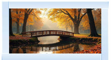 AUTUMN BRIDGE SCENE WALL ART 114cm x 64cm