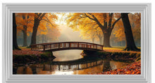 AUTUMN BRIDGE SCENE WALL ART 114cm x 64cm