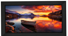 SUNSET LAKE & BOAT WALL ART 114cm x 64cm