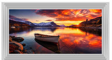 SUNSET LAKE & BOAT WALL ART 114cm x 64cm