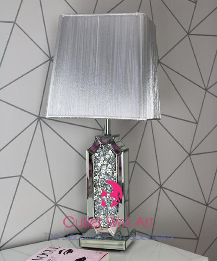 Diamond Crush Table Lamp Art Deco With Silver Shade Table Lamp