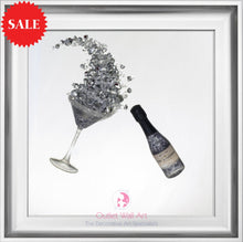 3d Champagne Bottle Wall Art in Gold in a Brushed Gold Frame - Outlet Wall Art