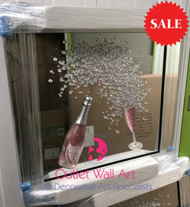 3D Champagne Dom Perignon Pink Or Silver Bottle Wall Art In A Mirrored Frame 75Cm X Art