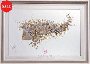3d Cocktail Cup Wall Art in Gold in Brushed Gold Frame - Outlet Wall Art