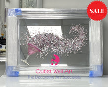 3D Cocktail Cup Wall Art In Pink Chrome Silver Stepped Frame Wall Art