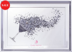 3d Cocktail Cup Wall Art in Silver in Chrome Silver Frame - Outlet Wall Art