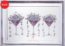 3d Cocktail Cups Wall Art x 3 in Silver in a Silver Chrome Frame - Outlet Wall Art