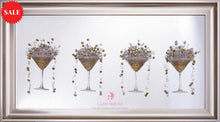 3d Cocktail Cups Wall Art x 4 in Gold in a Brushed Gold Frame - Outlet Wall Art