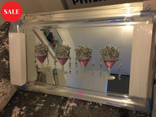 3d Cocktail Cups Wall Art x 4 in Pink in a Chrome Silver Frame - Outlet Wall Art