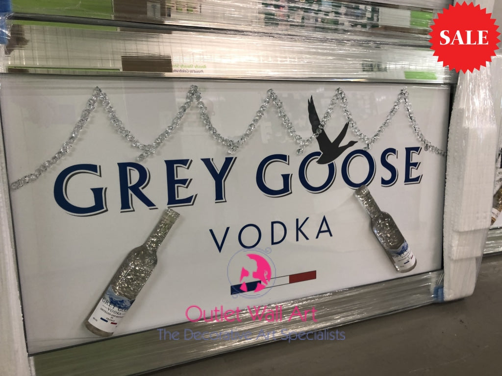 3D Grey Goose Bottle Wall Art in a Mirror Frame - Outlet Wall Art