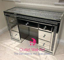 7 Draw diamond Crush Silver Top & Border Dressing Table + Stool  pre order for JULY Delivery - Outlet Wall Art
