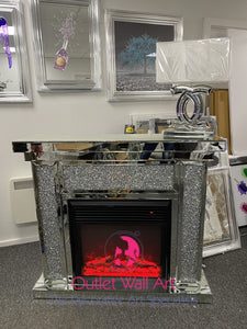 Agassi Diamond Crush Mirrored Fire Surround With Multi Colour Changing Flame Fire Pre Orders Now