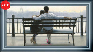 Bench Sea View in a Mirror Frame 114cm x 64cm - Outlet Wall Art