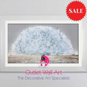 Blossom Tree Blue Wall Art 114Cm X 75Cm White Stepped Framef