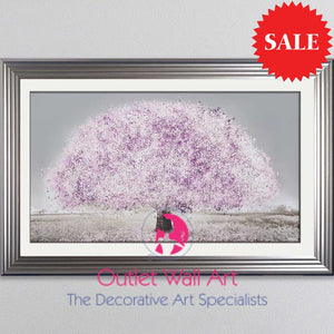 Blossom Tree Blush Pink Wall Art 114Cm X 75Cm Brushed Champagne Silver Art
