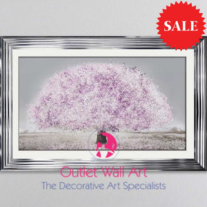 Blossom Tree Blush Pink Wall Art 114Cm X 75Cm Chrome Stepped Frame Art