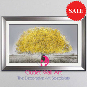 Blossom Tree Lemon Wall Art 114Cm X 75Cm Brushed Champagne Silver Art