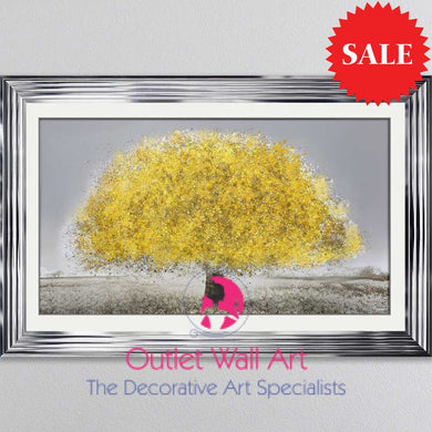 Blossom Tree Lemon Wall Art 114Cm X 75Cm Chrome Stepped Frame Art