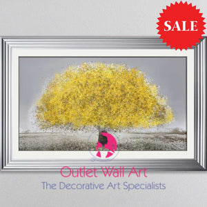 Blossom Tree Lemon Wall Art 114Cm X 75Cm Steel Silver Stepped Frame Art